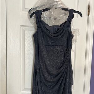 Alex Evenings Petite Elegant Grey Glitter Dress